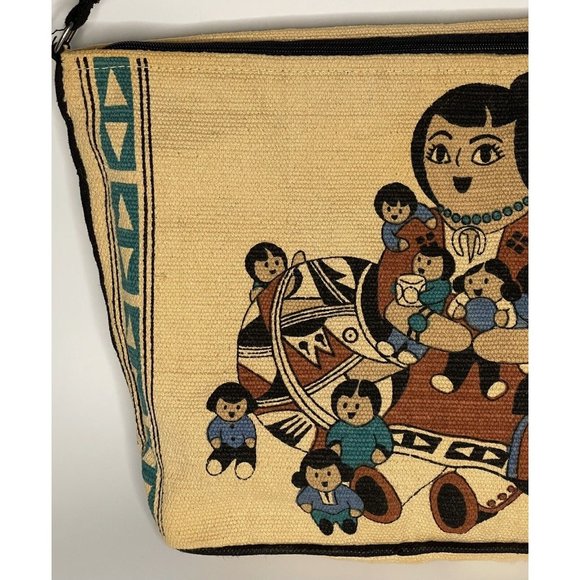 Storyteller Canvas Big Tote Bag Western Southwestern Native Ethnic Zip - Picture 5 of 12